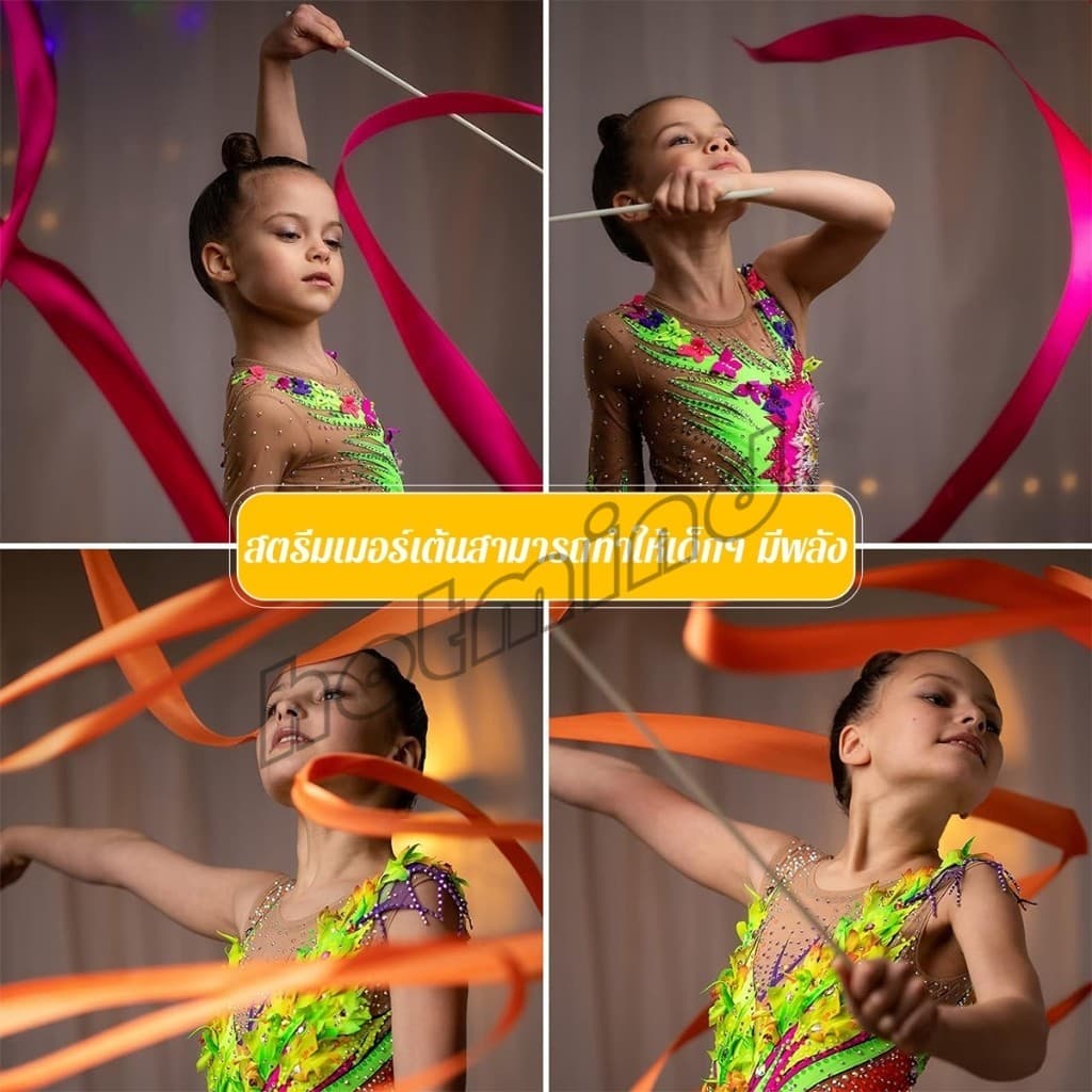 HD 2 เมตร 3.6 เมตร ริบบิ้น มาพร้อมก้านจับ ออกกำลังกาย ริบบิ้น ยิมนาสติกลีลา Dancing Ribbon รูปที่ 4