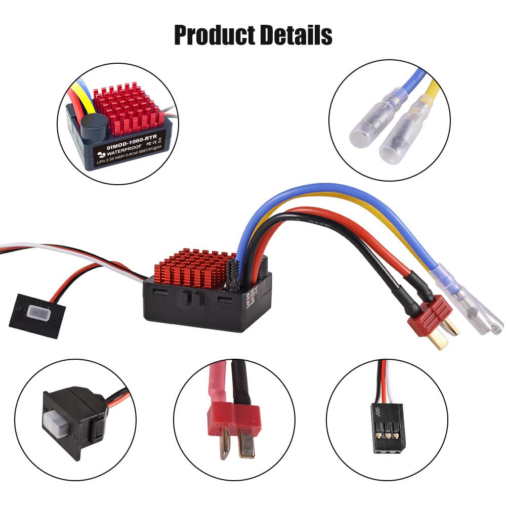 9imod 1060 RTR 60A ESC แปรงควบคุมความเร็วอิเล็กทรอนิกส์ 2-3S LiPo กันน้ํา BEC 6V3A สําหรับ 1/10 Axial SCX10 Traxxas TRX4 TRX6 D90 HPI Redcat Tamiya RC รถ Crawler รถบรรทุก รูปที่ 5