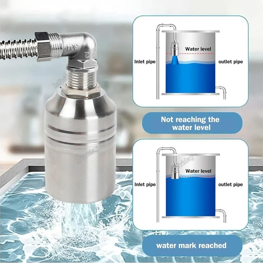 MOVATEK ลูกลอยควบคุมน้ำอัตโนมัติขนาด 1/2" สแตนเลส 304 วาล์วลูกลอย หยุดอัตโนมัติเมื่อน้ำเต็ม รูปที่ 7
