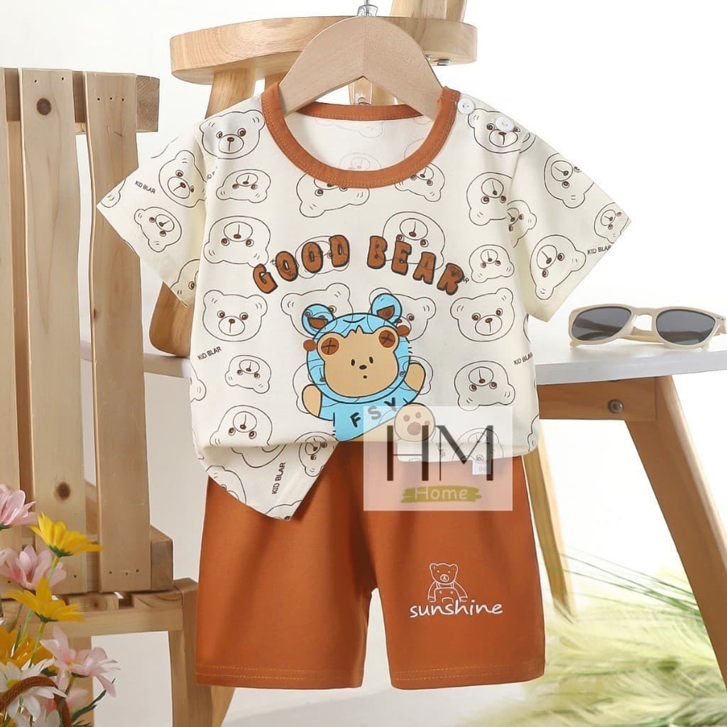 ใหม่ เสื้อผ้าเด็ก ชุดเซทเสื้อแขนสั้น+กางเกงขาสั้น ชุดเด็กลายการ์ตูน น่ารักๆ รูปที่ 6