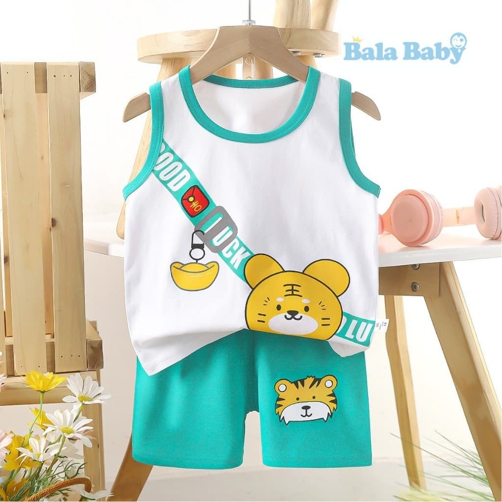 ชุดเด็ก เสื้อกร้าม+กางเกงขาสั้น เสื้อแขนกุด ผ้าcotton Size 80-110 cm BXT14 รูปที่ 3