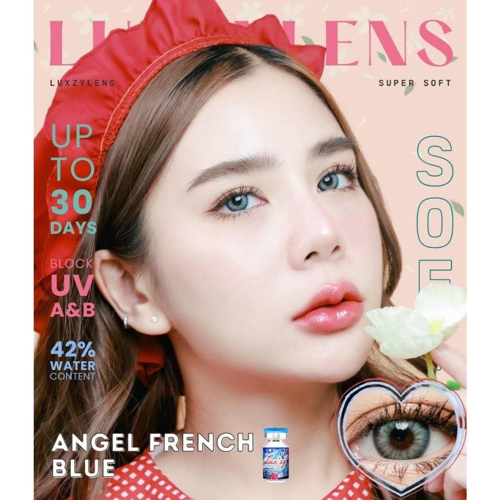 คอนแทคเลนส์ Angel French Green / Blue ⭐ลายฮิต ขายดีมาก กรองแสงกันยูวี รูปที่ 7