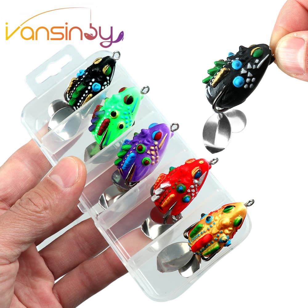 5 ชิ้นชุด 3.5 ซม./5.4g กบอ่อนตกปลา Lure Mini Soft Lure Double Upgrated Hook Top Water รูปที่ 1