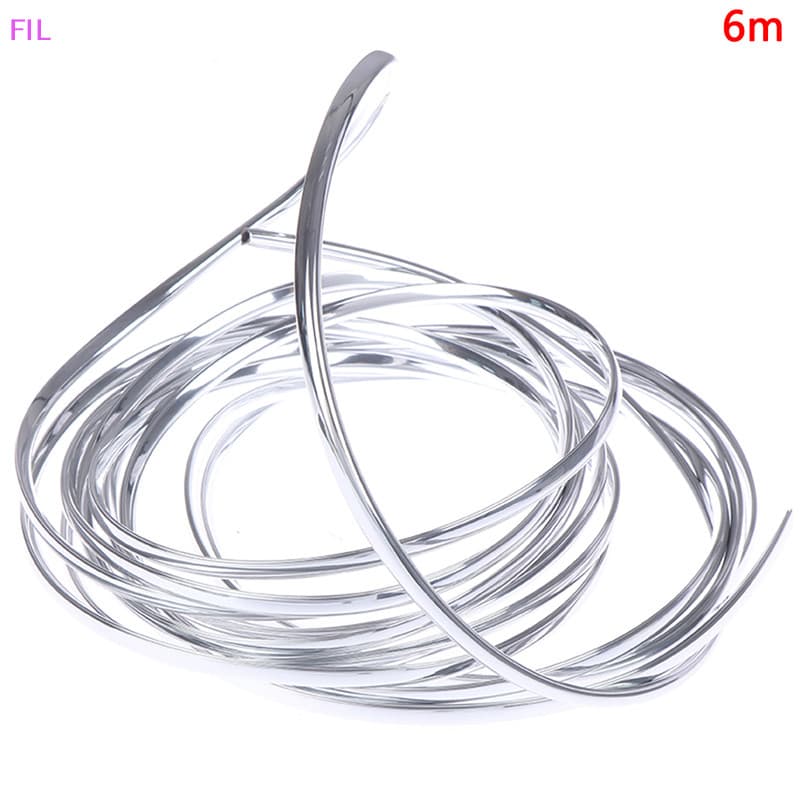 FIL 1 ม้วน 6M รถประตู Moulding Strip Chrome รถประตูขอบ Moulding Trim Strip รูปที่ 1