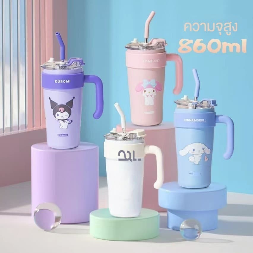 กระติกน้ําร้อน แตนเลส316ความจุขนาดใหญ่ 860ml.ลายการ์ตูน ความจุขนาดใหญ่ 40oz ลายการ์ตูนกระทิงน้ําแข็งน่ารัก มีหูจับ+หลอดด รูปที่ 6