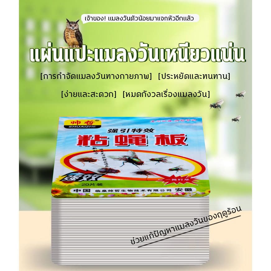 กาวดักแมลงวัน ไล่แมลงวัน 100แผ่น ติดแมลงวันตัวใหญ่ ใช้งานง่าย กาวแน่น กาวเต็มแผ่น มีสารล่อแมลง รูปที่ 9
