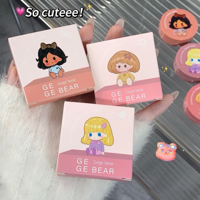 O-05Gege Bearบลัชออนแอร์คุชชั่น เนื้อแมตต์ ปัดแก้ม เนื้อดี ให้ความชุ่มชื้นพร้อมกระจกและพัฟแป้งสุดน่ารัก กันน้ําติดทนนาน รูปที่ 8