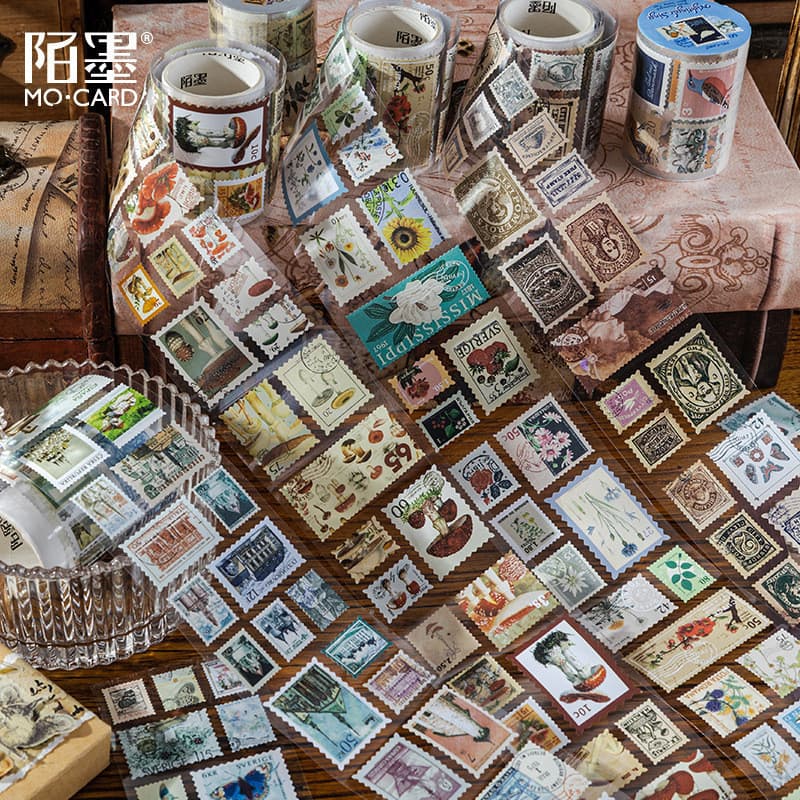 แสตมป ์ Vintage Washi เทปโบราณ Masking Retro งานศิลปะตกแต ่ งเทปสําหรับศิลปะ DIY หัตถกรรมวารสาร Planners Scrapbook ห ่ อ รูปที่ 1