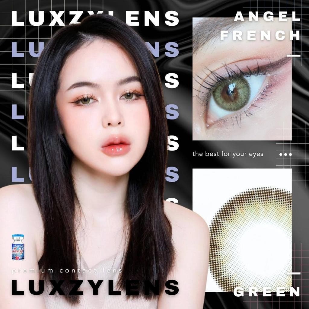 คอนแทคเลนส์ Angel French Green / Blue ⭐ลายฮิต ขายดีมาก กรองแสงกันยูวี รูปที่ 2