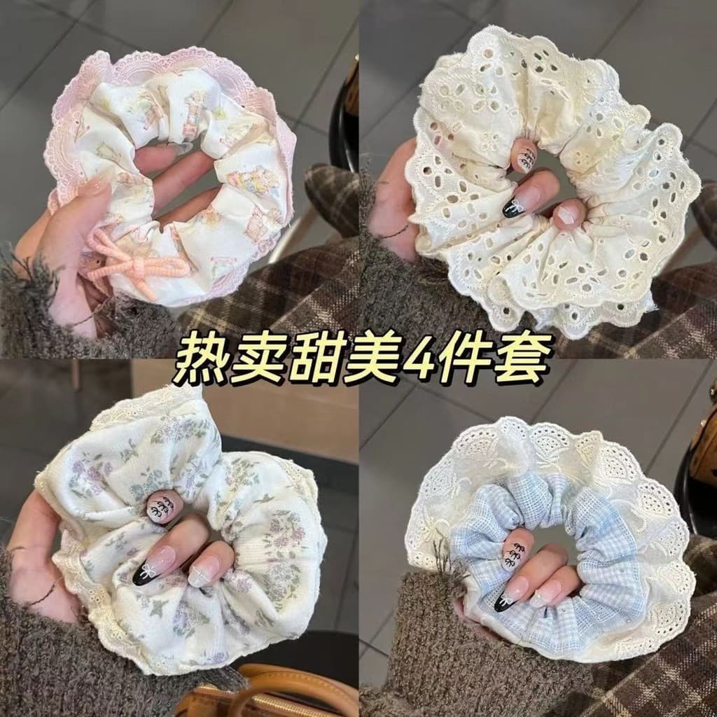 Ins Ballet Style Lace Lace Scrunchy Hair Tie รูปที่ 1