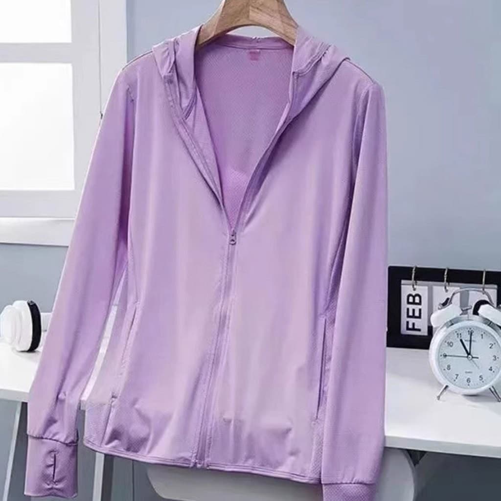 เสื้อกันแดด UPF50+ ผ้าไอซ์ ชุดฤดูร้อน สำหรับผู้ชายและผู้หญิง แบบบางเบา มี 7 สีให้เลือก รูปที่ 7