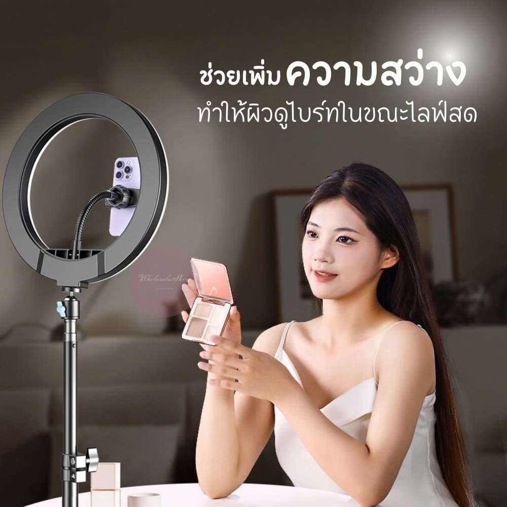 ชุดไฟไลฟ์สด LED RING LIGHT 26 cm พร้อมขาตั้งTRIPOD สูงสุด 2เมตร ไฟ 3 สี ปรับความสว่าง10ระดับ มีที่จับมือถือในตัว รูปที่ 6