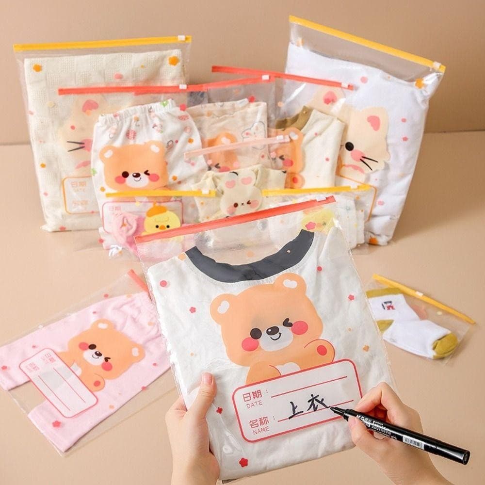 REYOUNG 10 ชิ้น ถุงซีลจําแนก, กระเป๋าเก็บเสื้อผ้าเด็กแบบพกพา, กระเป๋าผ้า/ผ้าอ้อมหลายขนาด Classified รูปที่ 8