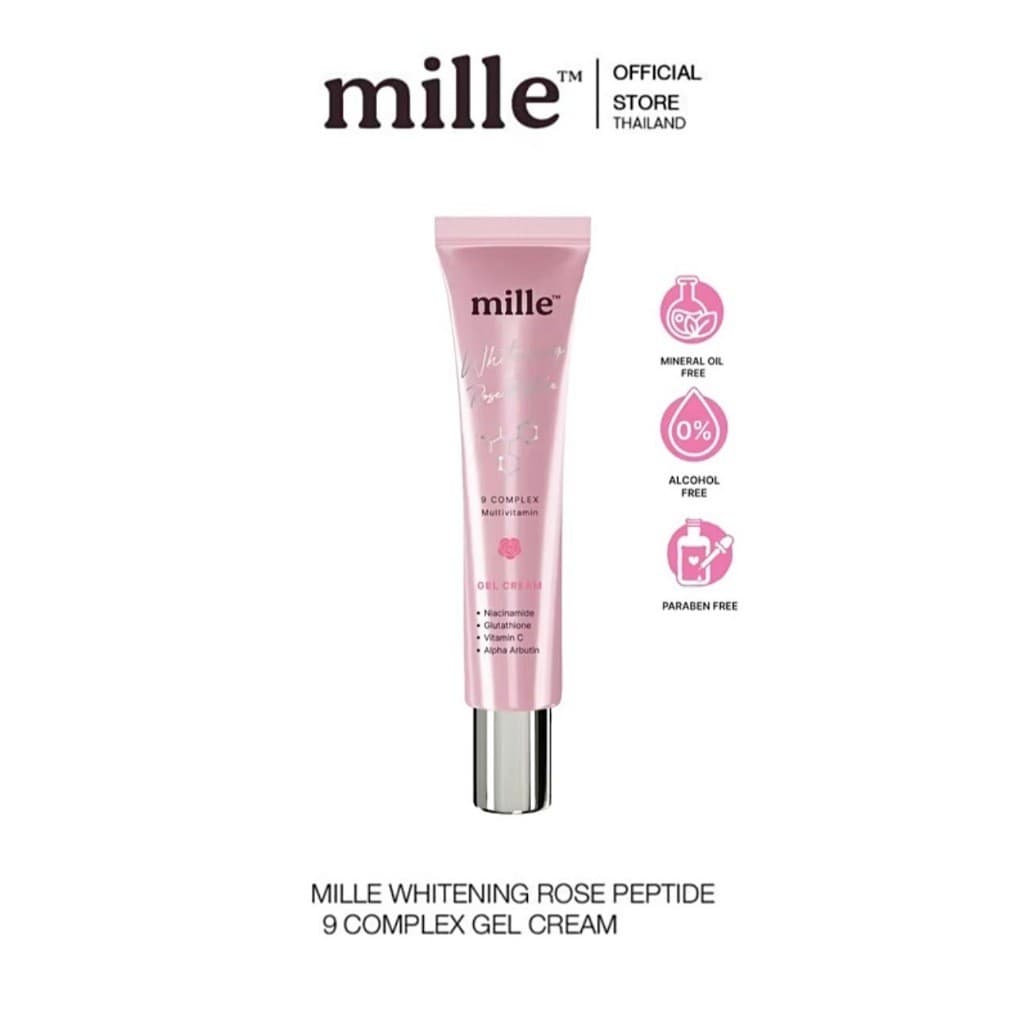 ** 1 หลอด ** มิลเล่ มอยส์เจล สูตรใหม่ MILLE WHITENING ROSE PEPTIDE SET (BALANCER 35 ml./ GEL FOAM 30g./GEL CREAM 25g.) รูปที่ 5