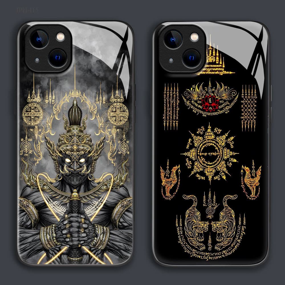เคส สำหรับ iPhone 17 16 15 14 13 12 11 X XS XR 7 8 6 SE Mini Plus Pro Max 2020 2022 เคสไอโฟน เคสแข็ง Hard Glass Case BLK รูปที่ 1