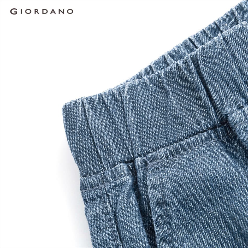 GIORDANO WOMEN Roll-up cuff elastic waist denim pants 05424307 รูปที่ 5