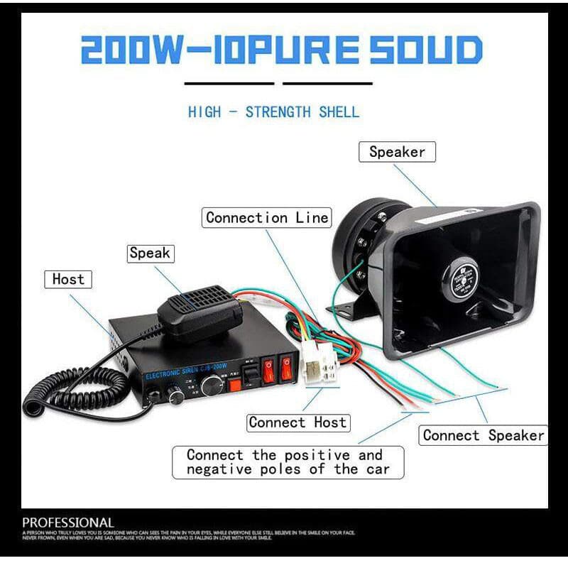 กล่องเสียง CJB 200W Siren ดังสนั่น ไซเรน กู้ภัย 12V 24V รูปที่ 5