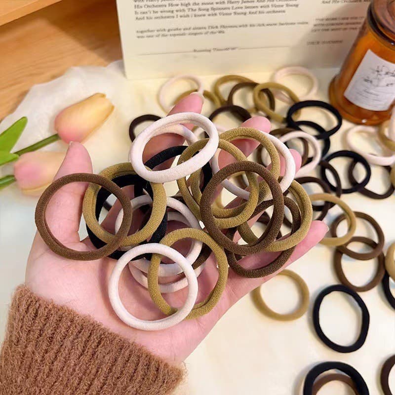 Fifty Milk Coffee Color Rubber Band Hair Tie รูปที่ 2