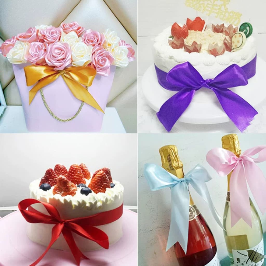 ริบบิ้นมีหลายรูปแบบและหลายสี ความกว้าง 1/2.5/4 ซม. ความยาว 25/33/36 หลา ริบบิ้นของขวัญ ริบบิ้นสำหรับห่อช่อดอกไม้ รูปที่ 9