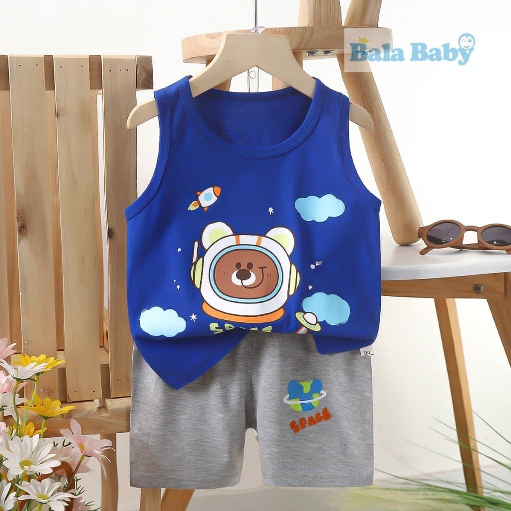 ชุดเด็ก เสื้อกร้าม+กางเกงขาสั้น เสื้อแขนกุด ผ้าcotton Size 80-110 cm BXT14 รูปที่ 6