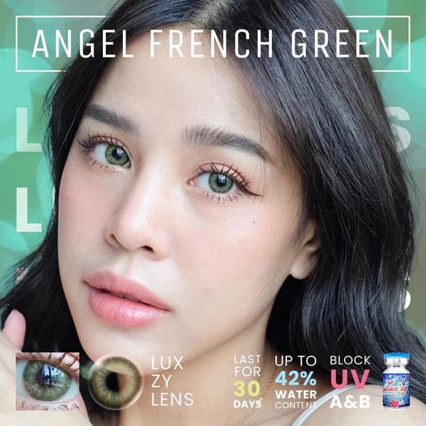 คอนแทคเลนส์ Angel French Green / Blue ⭐ลายฮิต ขายดีมาก กรองแสงกันยูวี รูปที่ 4