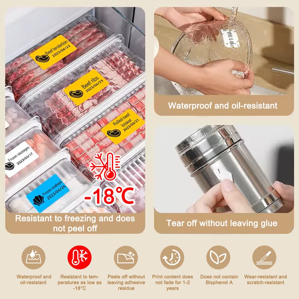 NIIMBOT B21/B1/B3S สติ๊กเกอร์ป้ายที่ใช้ในตู้เย็นแช่แข็ง สติ๊กเกอร์การจัดหมวดหมู่อาหารในบ้าน รูปที่ 4