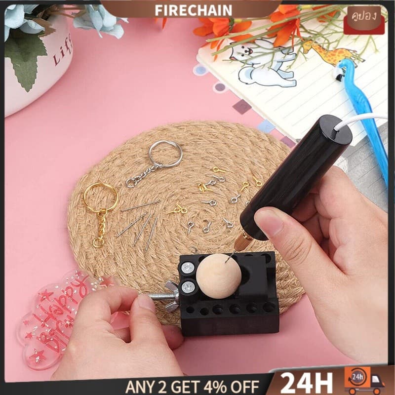firechain ลิน ไฟฟ้าเรซิ่นเจาะชุดเครื่องประดับเจาะ10ชิ้นเจาะบิต100ตาสกรูประแจมินิเจาะสําหรับเครื่องประดับทําพวงกุญแจ รูปที่ 6