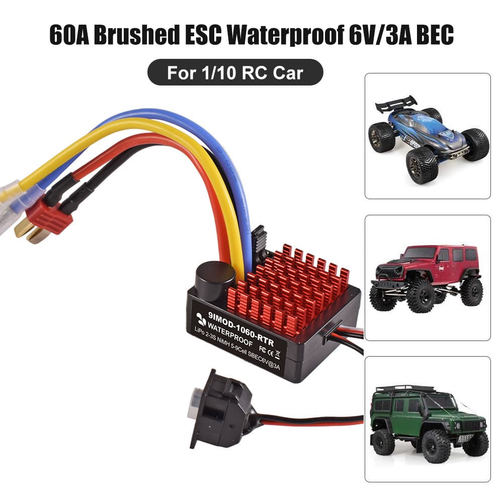 9imod 1060 RTR 60A ESC แปรงควบคุมความเร็วอิเล็กทรอนิกส์ 2-3S LiPo กันน้ํา BEC 6V3A สําหรับ 1/10 Axial SCX10 Traxxas TRX4 TRX6 D90 HPI Redcat Tamiya RC รถ Crawler รถบรรทุก รูปที่ 7