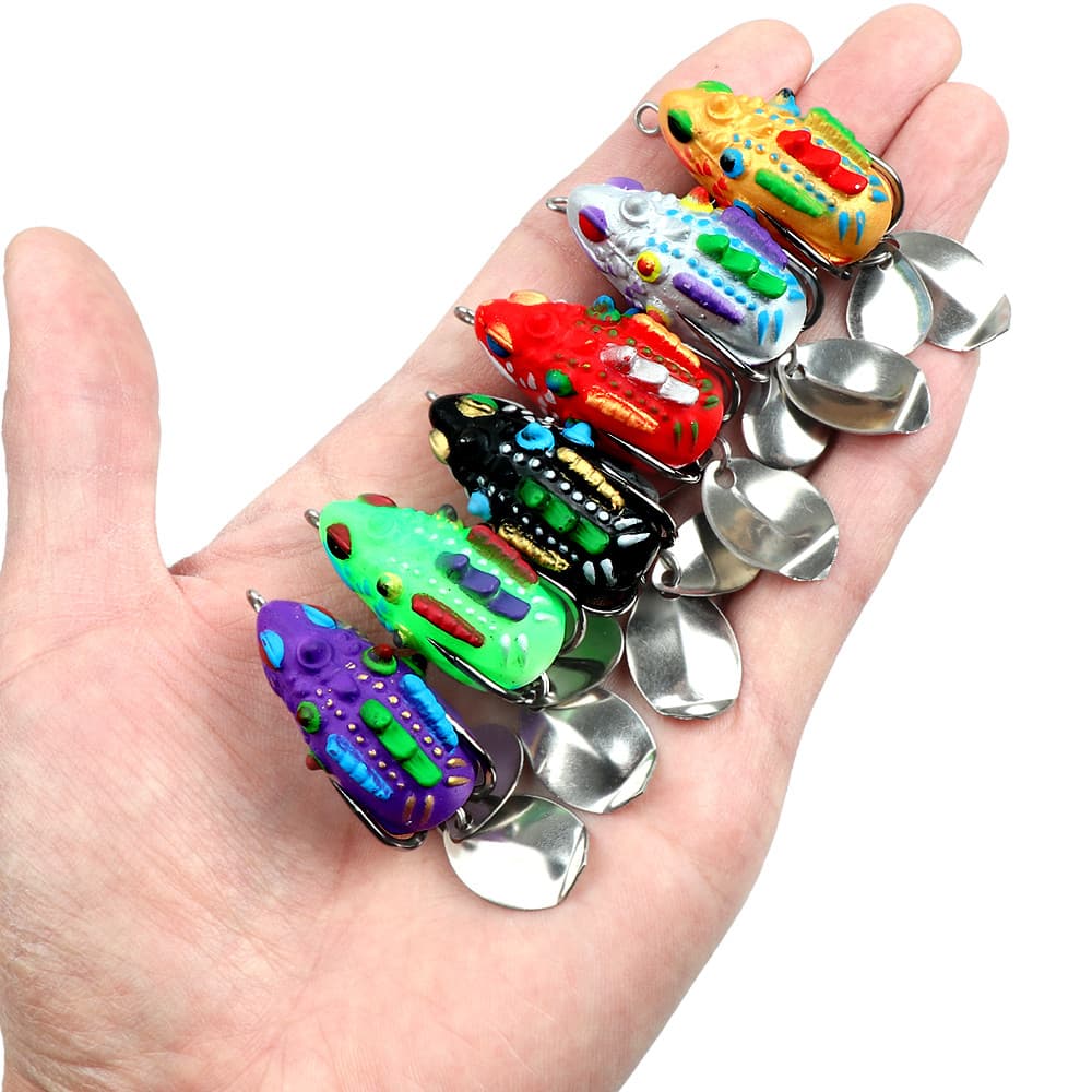 5 ชิ้นชุด 3.5 ซม./5.4g กบอ่อนตกปลา Lure Mini Soft Lure Double Upgrated Hook Top Water รูปที่ 5