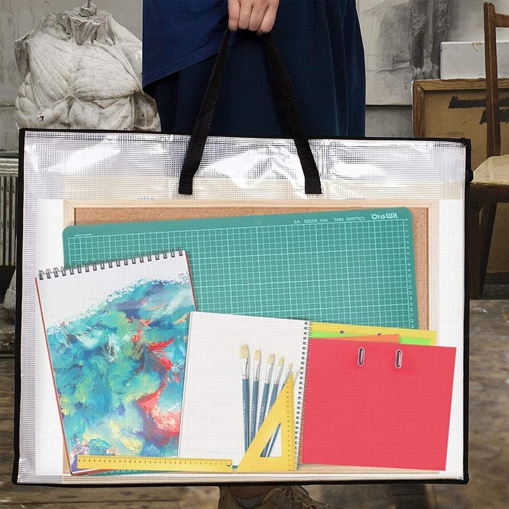 63 ซม.X 48 ซม.Art Portfolio Bag, Artist Supply Organizer พร้อมที่จับ,ซิปโฟลเดอร์จัดเก็บสําหรับงานศิลปะ,โปสเตอร์,สมุดภาพ, Keepsake และ Bulletin Board รูปที่ 7
