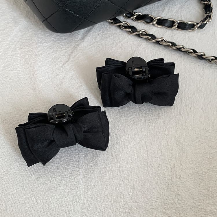 Escaping Princess Headdress สีดําสองด้านโบว์คว้าคลิปอุปกรณ์เสริมผมอารมณ์ Shark คลิปคลิปผมหญิง 2025 รูปที่ 2