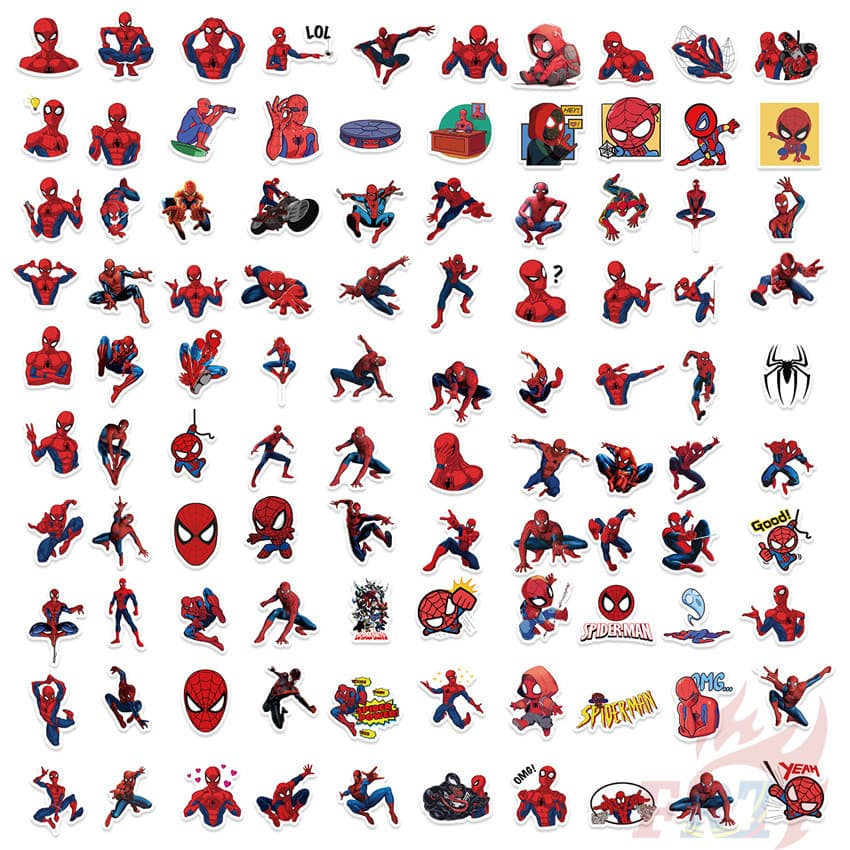 100Pcs/Set Spider-Man Stickers Waterproof DIY Fashion Doodle Decals Stickers รูปที่ 3