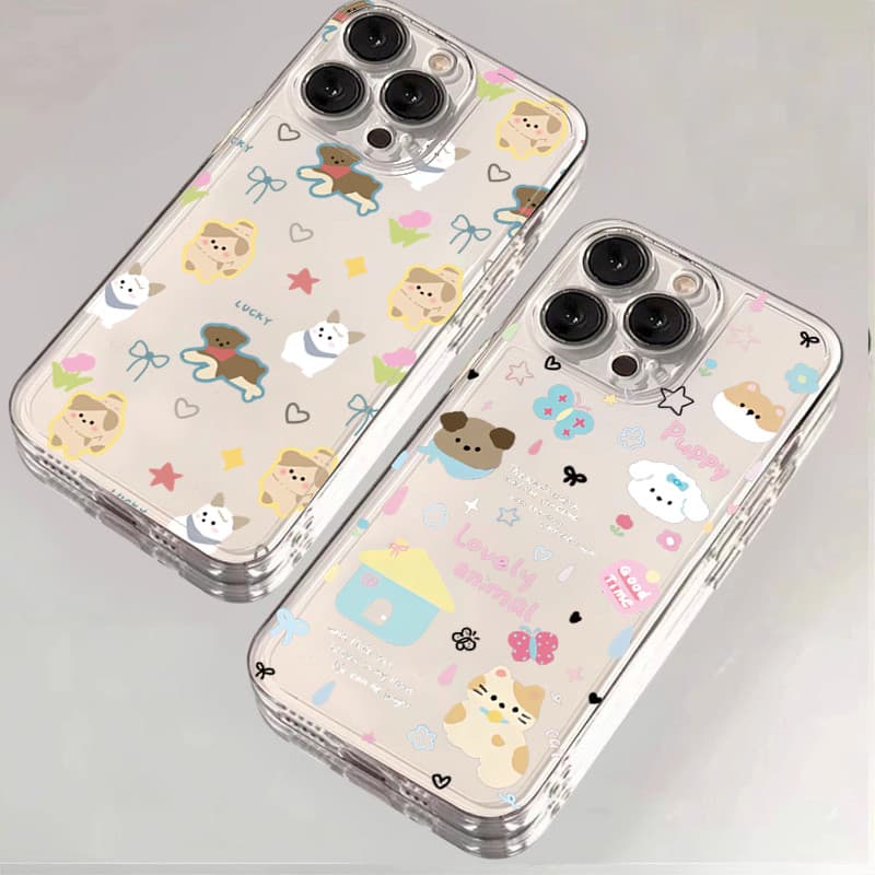 การ์ตูนน่ารักผีเสื้อสุนัขคู่สําหรับredmi 13 14C 12 13Cหมายเหตุ14 13 12 11 Pro Plus Turbo 12S 11 10S 9S Proสนุกคําสัตว์หรูหราใสกันกระแทกTPUนุ่ม รูปที่ 2