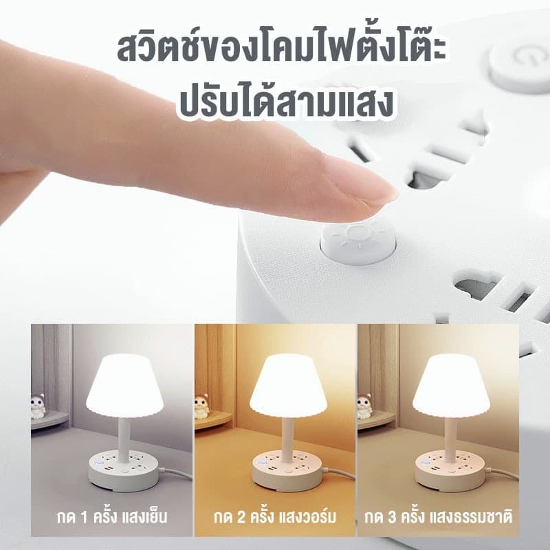 โคมไฟตั้งโต๊ะ โคมไฟ led โคมไฟหัวเตียง โคมไฟตั้งโต๊ะทำงาน/แสงอบอุ่นพร้อมช่องเสียบ USB หรี่แสงได้ รูปที่ 4