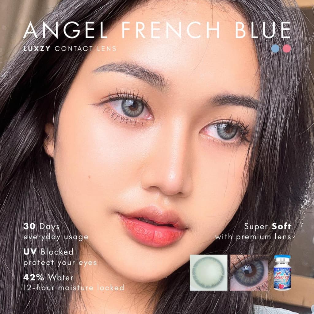 คอนแทคเลนส์ Angel French Green / Blue ⭐ลายฮิต ขายดีมาก กรองแสงกันยูวี รูปที่ 9