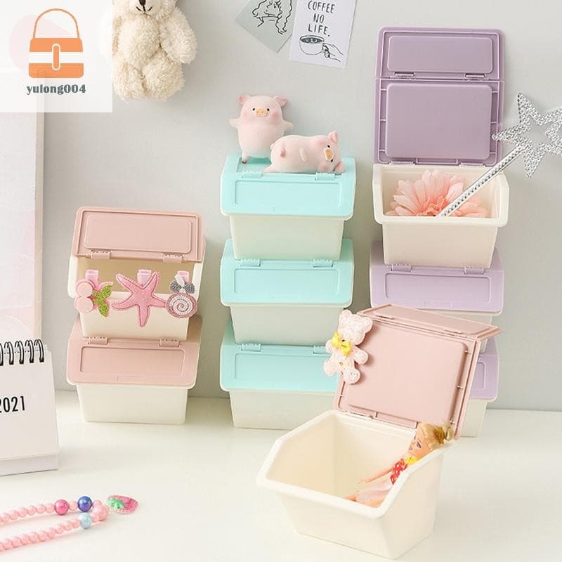 กล่องเก็บของตั้งโต๊ะสามารถทําความสะอาดได้ 3 สี Stackable Folding Desktop Storage Simple And Easy Sundry Storage Drawer TH รูปที่ 6