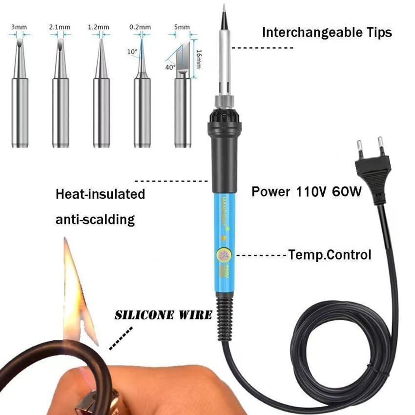ถูกสุดชุดบัดกรี 60W ปรับอุณหภูมิได้ จอแอลซีดีหัวแร้งไฟฟ้า ปั๊มเครื่องมือเชื่อม หัวแร้งบัดกรี electric soldering iron รูปที่ 4