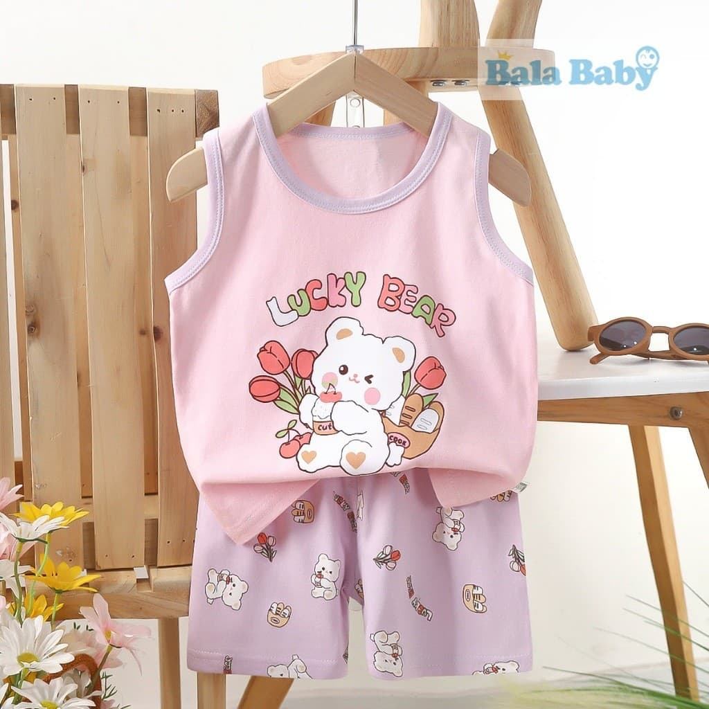 ชุดเด็ก เสื้อกร้าม+กางเกงขาสั้น เสื้อแขนกุด ผ้าcotton Size 80-110 cm BXT14 รูปที่ 7