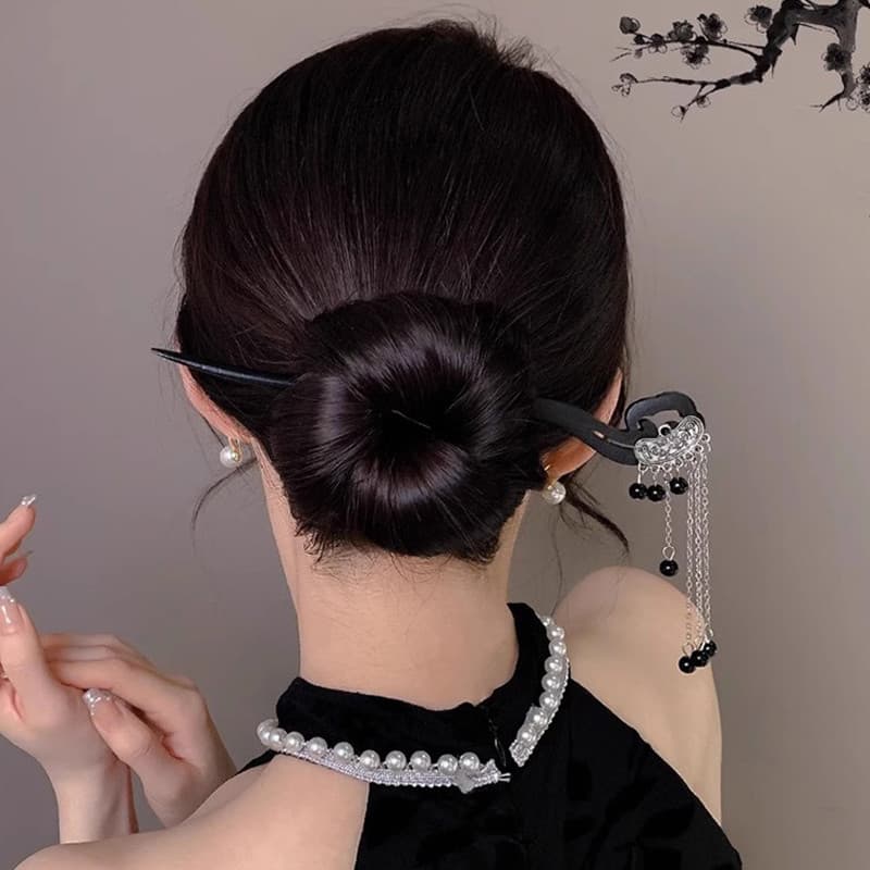 ในไทยกิ๊บติดผมไม้จันทน์สีดําโบราณพู่สไตล์จีนวินเทจสําหรับผู้หญิงแฟชั่นฮั่นฝูใหม่นำเข้า.COD-coolcolor.th รูปที่ 5