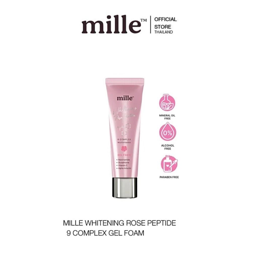** 1 หลอด ** มิลเล่ มอยส์เจล สูตรใหม่ MILLE WHITENING ROSE PEPTIDE SET (BALANCER 35 ml./ GEL FOAM 30g./GEL CREAM 25g.) รูปที่ 4