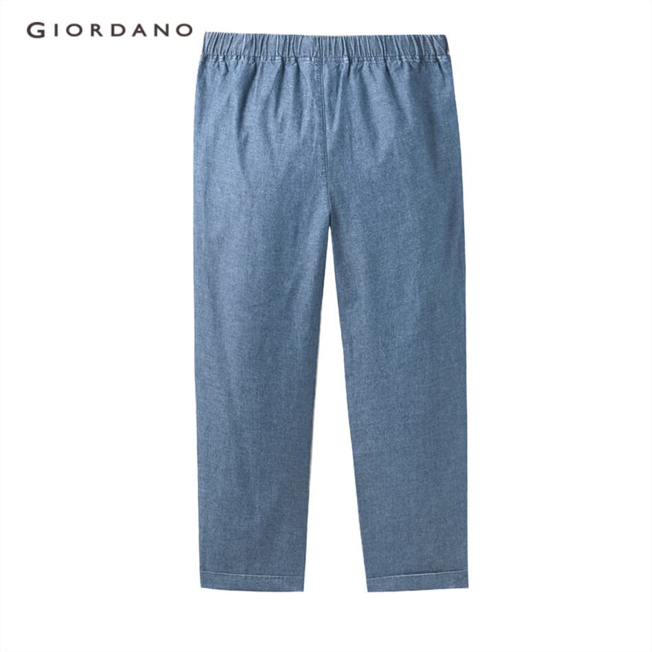 GIORDANO WOMEN Roll-up cuff elastic waist denim pants 05424307 รูปที่ 3