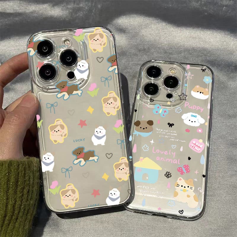 การ์ตูนน่ารักผีเสื้อสุนัขคู่สําหรับredmi 13 14C 12 13Cหมายเหตุ14 13 12 11 Pro Plus Turbo 12S 11 10S 9S Proสนุกคําสัตว์หรูหราใสกันกระแทกTPUนุ่ม รูปที่ 4