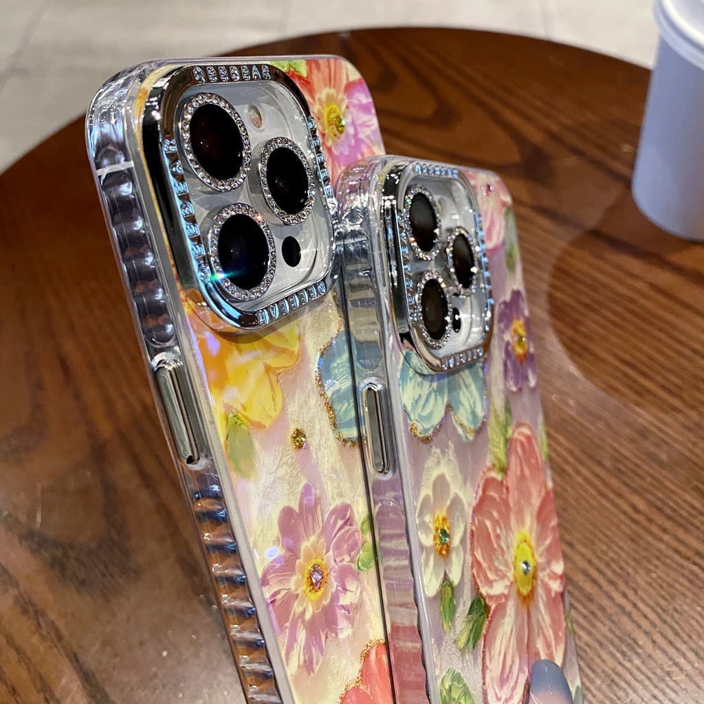 ปลอกสําหรับ iPhone 17 Air 16 15 Pro Max 11 14 12 13 Creative Blu-ray Design ภาพวาดสีน้ํามันดอกไม้กันกระแทก TPU Anti-scratch เคสโทรศัพท์พร้อมฟิล์มกล้องเกราะป้องกัน รูปที่ 2