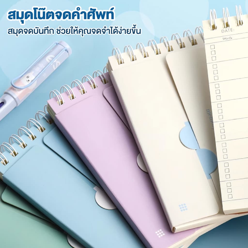 Ohayo สมุดบันทึก คำศัพท์ จดศัพท์สันห่วง สมุดโน๊ต ขนาด 74*135มม. เปิด/ปิดคำศัพท์ ช่วยให้จำง่ายขึ้น! พกง่าย ท่องศัพท์ รูปที่ 2
