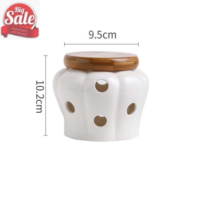 Af เซรามิคสีขาวกระเทียม Jar พร้อมฝาปิดประณีต Hollow Storage Jar กระเทียมขิง Jar เทียนโคมไฟในครัวเรือน Candy กล่อง A รูปที่ 5