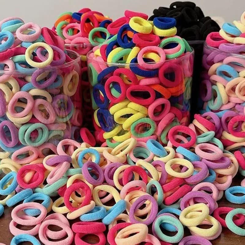 100-500 ชิ้นที่มีสีสัน Basic ไนลอน Ealstic ผม Ties สําหรับสาวผมหางม้าถือ Scrunchie ยาง Band เด็ก Basic อุปกรณ์เสริมผม รูปที่ 3