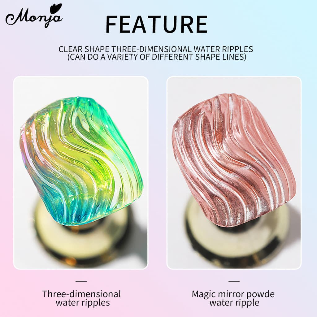 Monja 5ml Wave Liner Gel Molding Polish สําหรับ ภาพวาดรูปแบบน้ําสามารถใช้กับกระจกผงเล็บเครื่องมือ รูปที่ 7