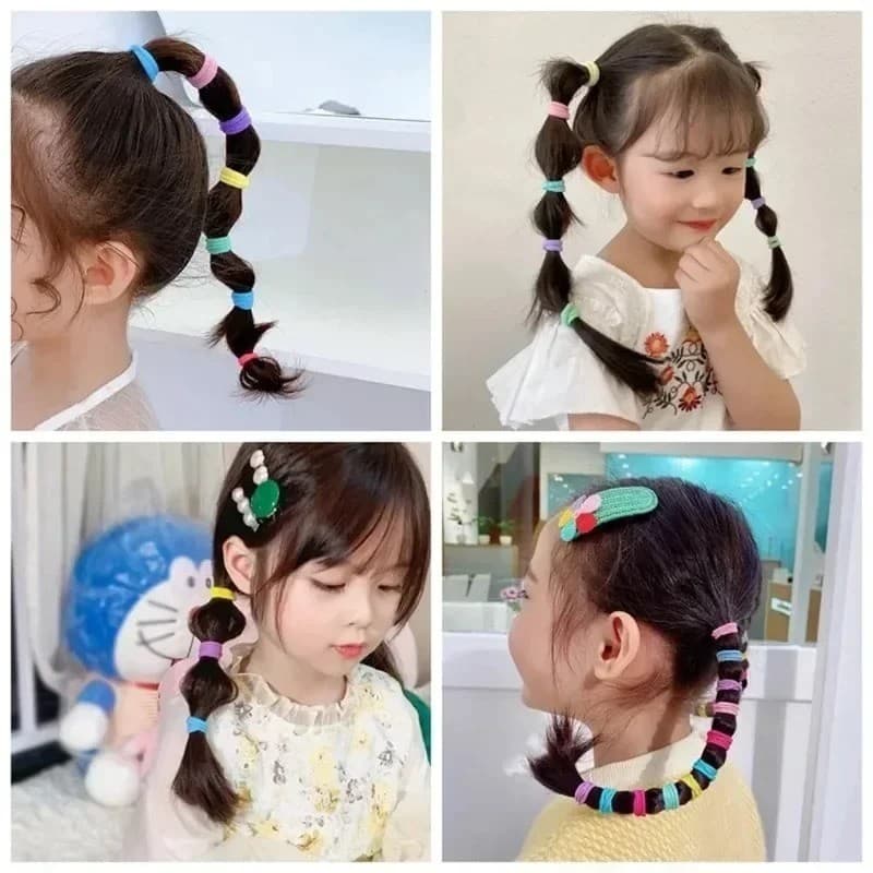 100-500 ชิ้นที่มีสีสัน Basic ไนลอน Ealstic ผม Ties สําหรับสาวผมหางม้าถือ Scrunchie ยาง Band เด็ก Basic อุปกรณ์เสริมผม รูปที่ 9