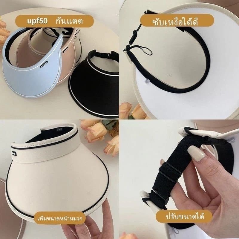 หมวกกันแดด หมวกไปทะเลแบบครึ่งใบ ม้วนเก็บได้ ป้องกันรังสีอัลตราไวโอเลต กันแดด ระบายอากาศ แฟชั่นฤดูร้อน สําหรับผู้หญิง รูปที่ 6
