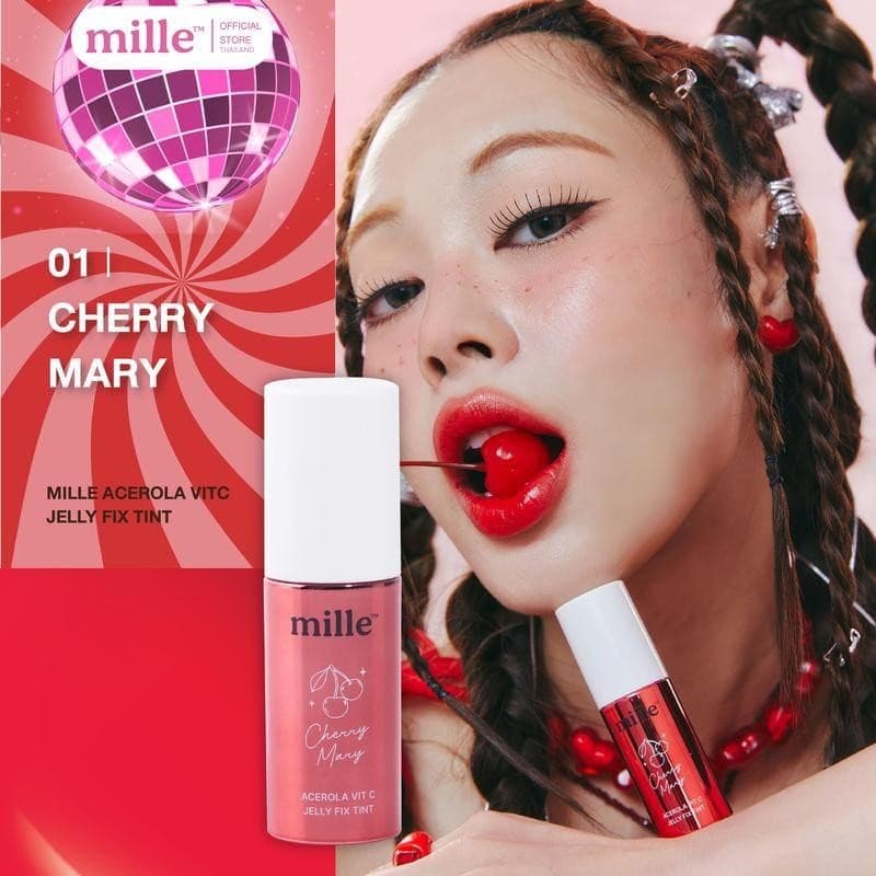 ** 1 แท่ง ** MILLE ACEROLA VIT C JELLY FIX TINT ลิปเจลลี่ทิ้นท์ สีชัด ติดทนริมฝีปาก 5 กรัม #แบบแท่ง รูปที่ 4
